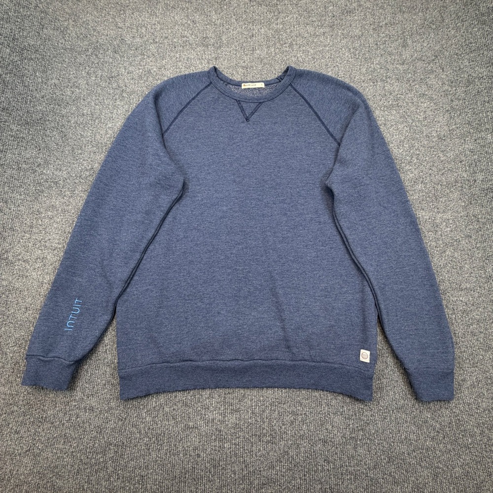 Marine Layer Sherpa Crew Pullover Sweatshirt Mens Large Blue Intuit Sleeve Logo